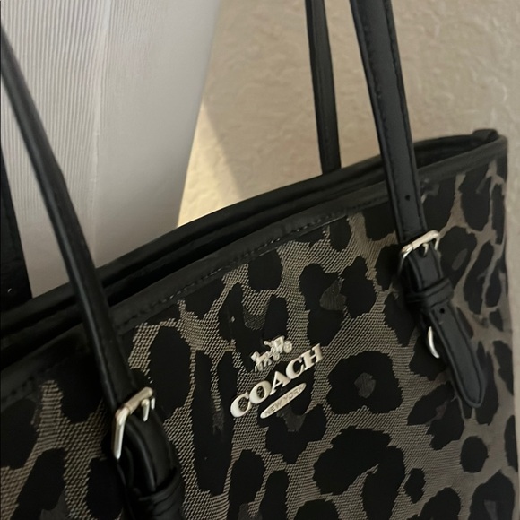 Coach Leopard Print Tote Bag - Black and Gray - Picture 2 of 4